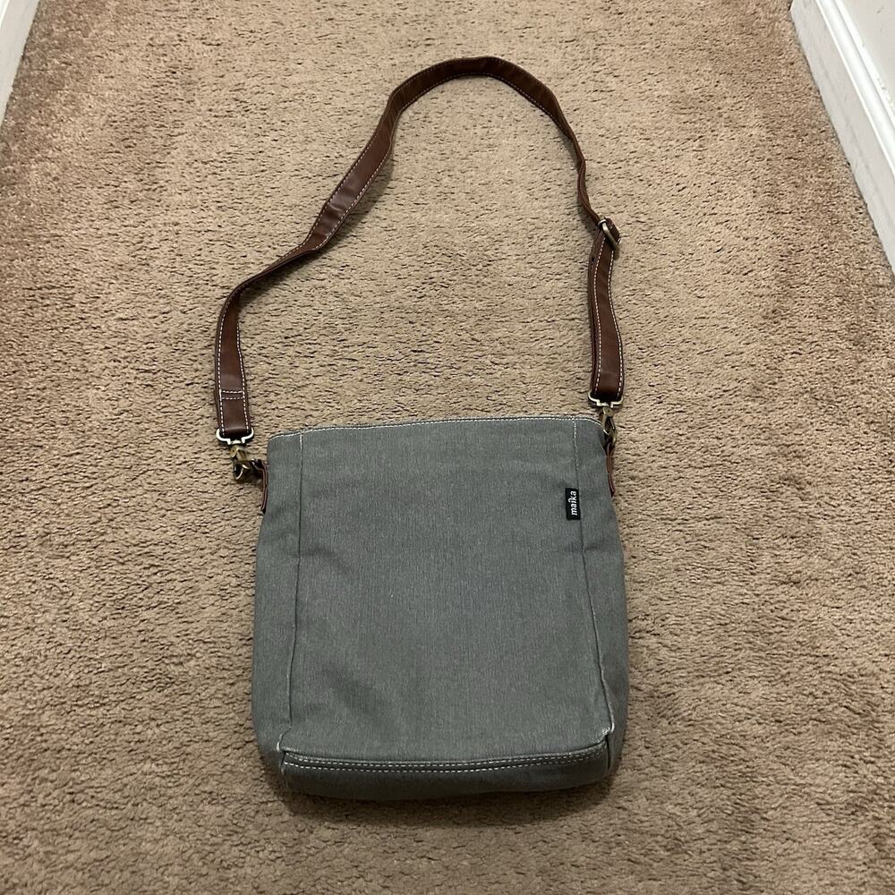 Maika Canvas City Sling Belvedere Bag Black Gray Adjustable Crossbody